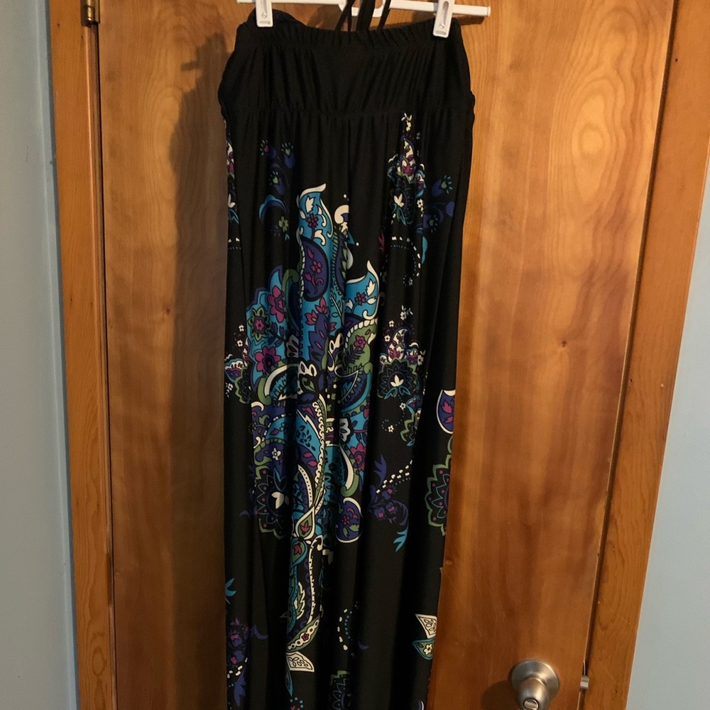 Black, string, halter, maxi, dress, size medium